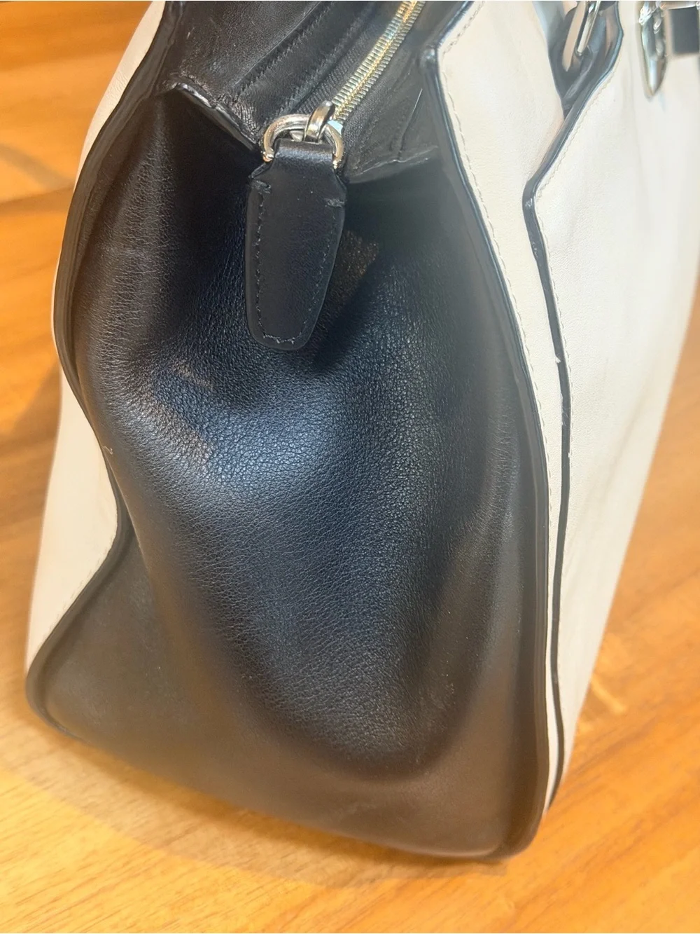Coach Legacy Two-Tone Chelsea Leather Carryall Bag Mushroom Black 25805